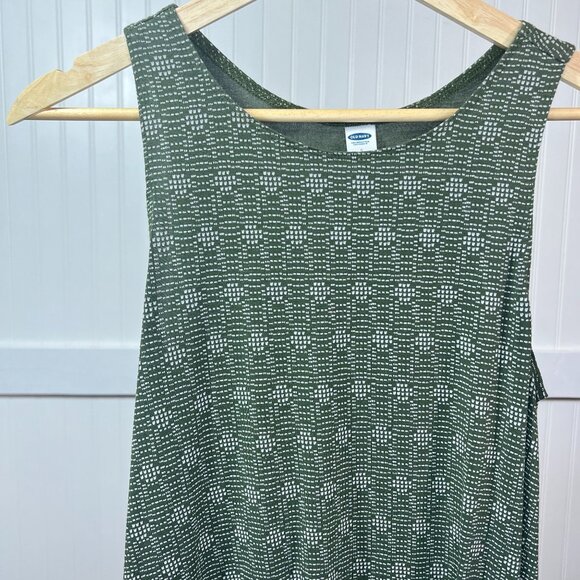 Old Navy Diamond Pattern Green Sleeveless Dress Shift Women's Small - Picture 1 of 9